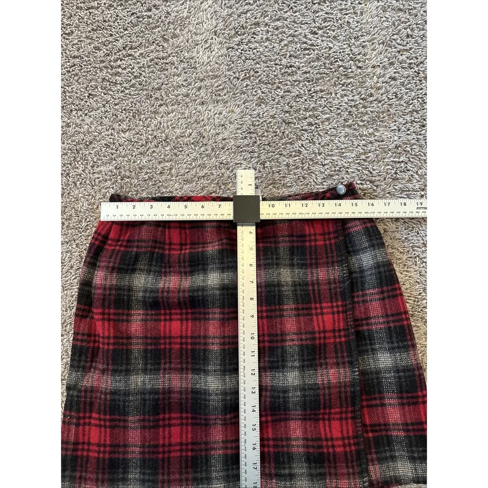 Eddie Bauer Skirt Womens Red Plaid Wool Wrap Lined 12‎ Petite 30